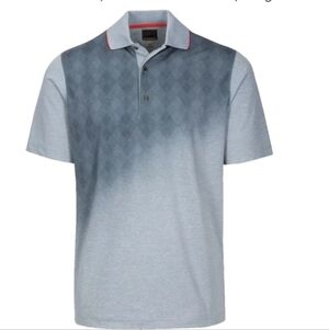 Greg Norman Collection Gray/Blue Ombre Polo w/ Diamond Pattern - Size 2XL